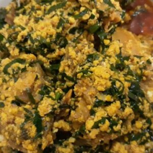 Egusi soup with vegetables and meat